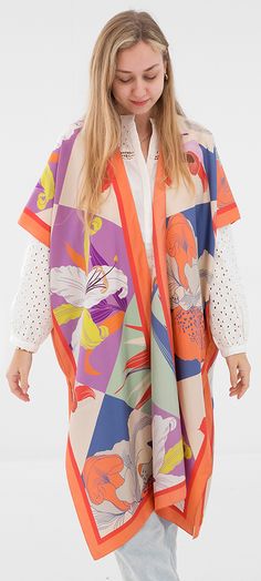 Multicolor lange zijden gilet Doutzen K&J