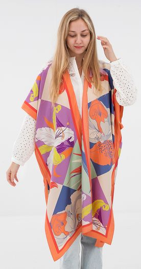 Multicolor lange zijden gilet Doutzen K&J