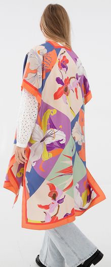 Multicolor lange zijden gilet Doutzen K&J