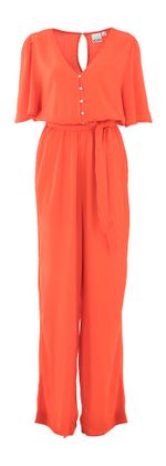 Ichi Oranje Soepelvallende jumpsuit met lint in taille Marrakech so