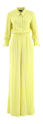 Elisabetta Franchi Jumpsuit in limoengroene en beige print
