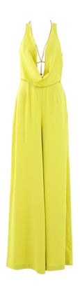 Elisabetta Franchi Gele jumpsuit met diepe losvallende halslijn en decoratieve ketting