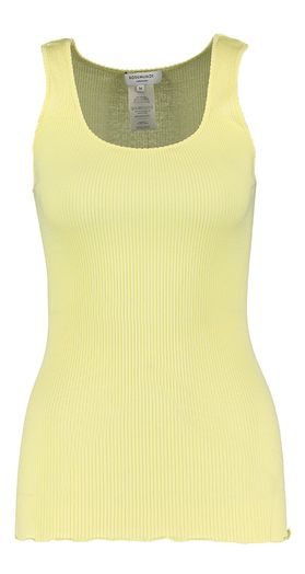 Gele zijden top met ruffle detail Rosemunde 