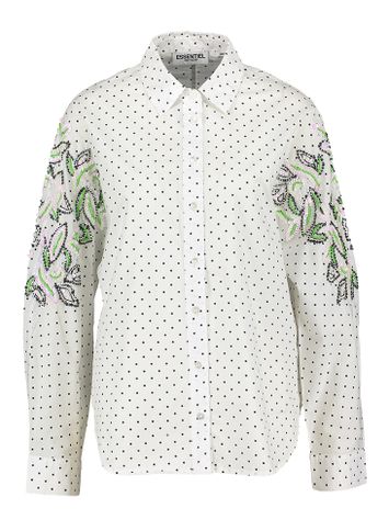 Witte blouse met zwarte bollen en detail op de mouwen Feene Essentiel