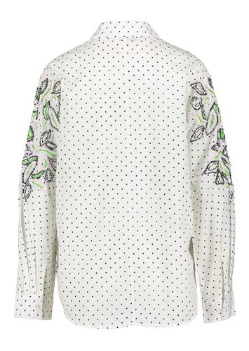 Witte blouse met zwarte bollen en detail op de mouwen Feene Essentiel