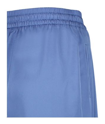 Blauwe glanzende broek met bandplooien Fault Essentiel