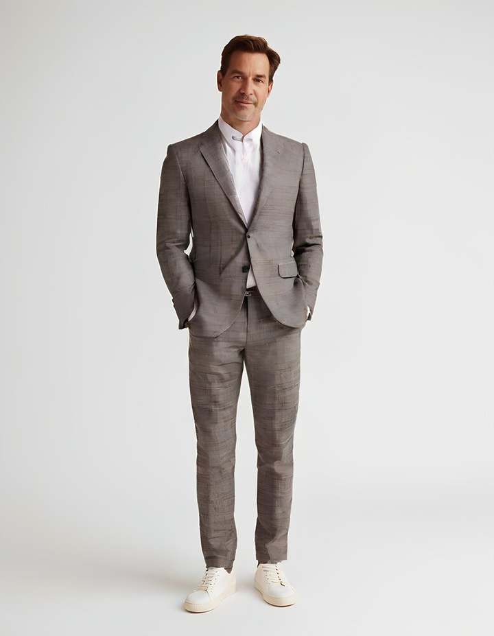 Grijze blazer met multicolor motief Benvenuto