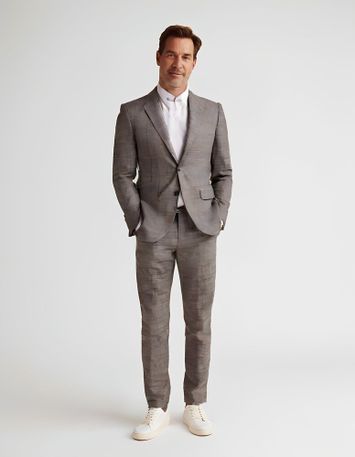 Grijze geklede broek met multicolor motief Benvenuto