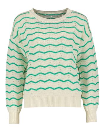 Ecru gehaakte pull met groene print Fleur Hampton Bays