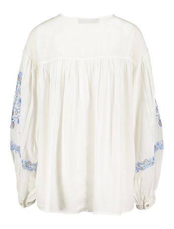 Witte blouse met met print op de mouwen Linda Nukus