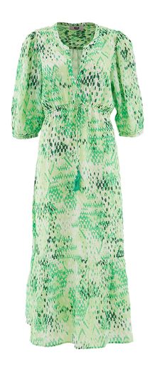 Groene jurk in print met V-hals Valerie Molin