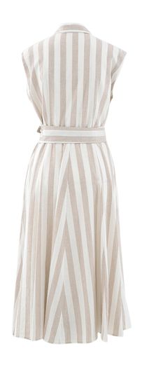 Beige en wit gestreepte linnen jurk La Camicia