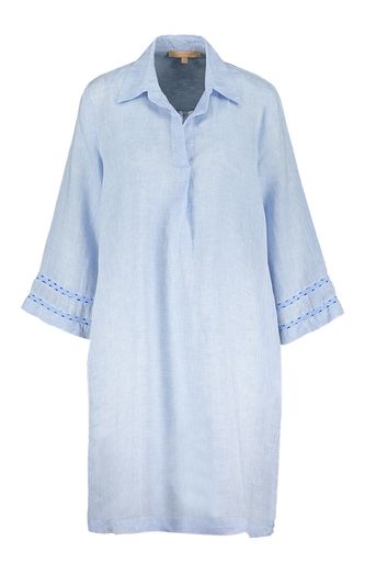 Lichtblauw linnen kleed met V-hals La Camicia