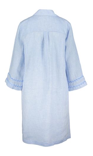 Lichtblauw linnen kleed met V-hals La Camicia