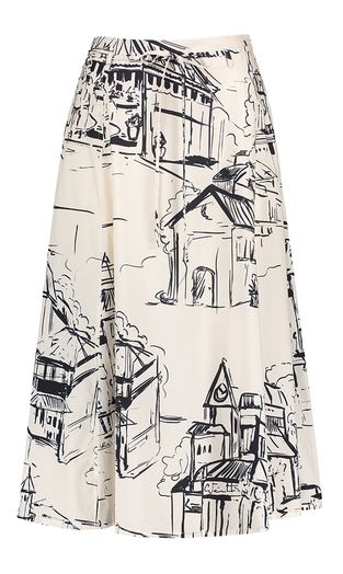 Off white rok met zwarte abstracte print Domenika Angoor