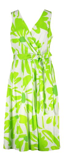 Witte mouwloze jurk met groene print Fico Atmos