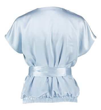 Lichtblauwe glanzende blouse met V-hals Alessa Atmos