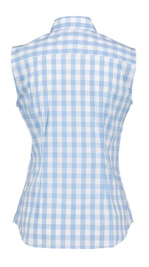 Mouwloze katoenen blouse in blauw en wit dambordpatroon Ketty Cristiana Conti