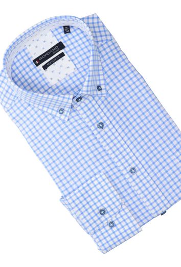 Blauw katoenen hemd ( regular fit) met ruiten en lange mouwen Giordano 