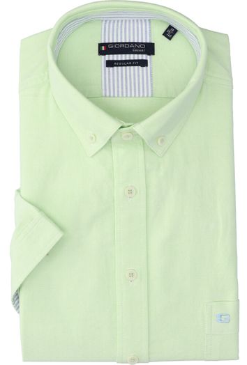 Lichtgroen katoenen hemd (regular fit) met korte mouwen Giordano