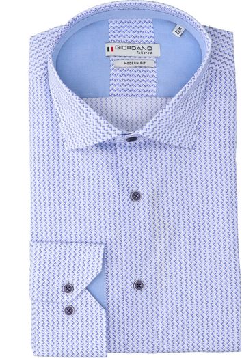 Blauw katoenen hemd ( comfort fit) met details en lange mouwen Giordano 