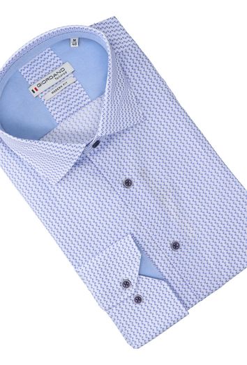 Blauw katoenen hemd ( comfort fit) met details en lange mouwen Giordano 