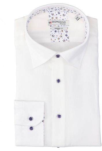 Wit katoenen hemd (comfort fit) met lange mouwen Giordano