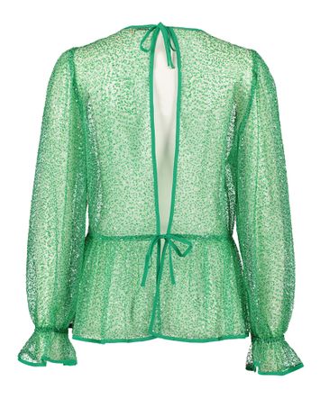 Groenkleurige doorschijnende blouse met pailletten Stella Nova