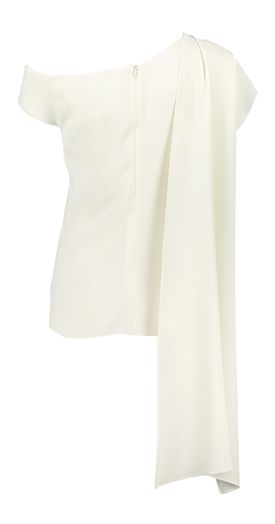 Ecru blouse met watervalkraag en korte mouwen Agnes Natan