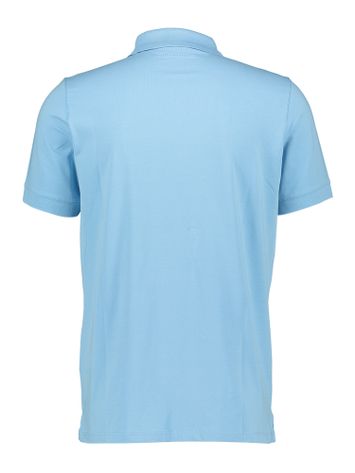 Lichtblauwe polo met merklogo vooraan Karl Lagerfield