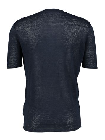 Donkerblauwe T-shirt met knoopsluiting Knit Crewneck Karl Lagerfeld
