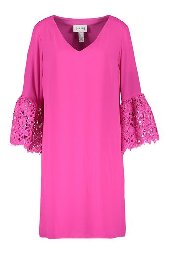 Fuchsia jurk met mouwen in gebloemd kant Joseph Ribkoff