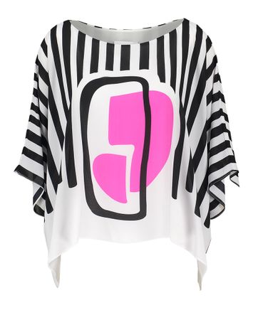 Gestreepte losse blouse met fuchsia detail Joseph Ribkoff