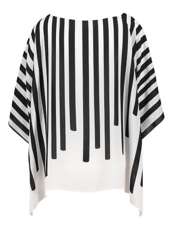 Gestreepte losse blouse met fuchsia detail Joseph Ribkoff