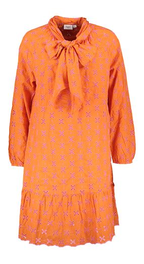 Oranje jurk met broderie en lint Saint Tropez