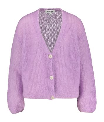 Lila wollen gilet met parelmoerkleurige knopen Iconic Lalotti