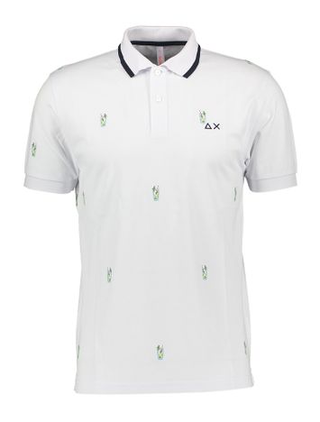 Witte polo met motief Stripes Sun68