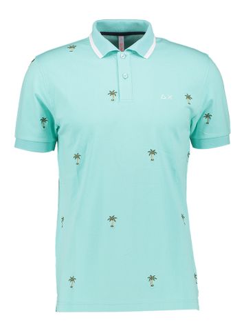 Blauwe polo met motief Embroidery Sun68