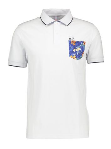 Witte polo met borstzakje Sun 68