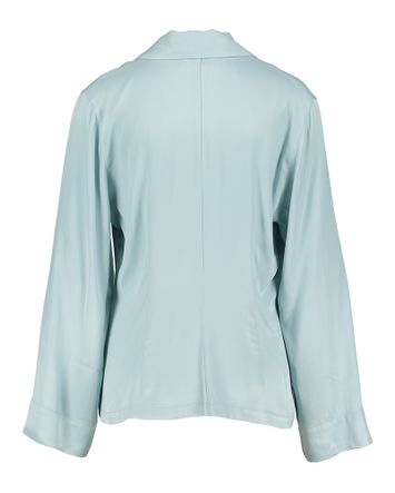 Ijsblauwe glanzende blouse met knopen Dolores Nathalie Vleeschouwer