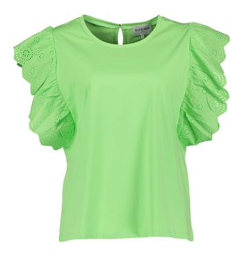 Groene T-shirt met broderie mouw Leo & Ugo
