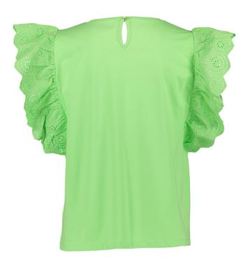 Groene T-shirt met broderie mouw Leo & Ugo