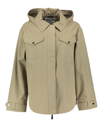 Groenbeige jas met kap Olympe Oakwood