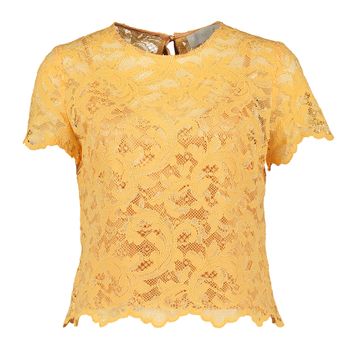 Oranje bloes in kant met detail op de rug Flor Sogold