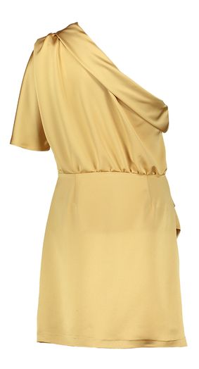 Goud off shoulder kleed Michelle Sogold 