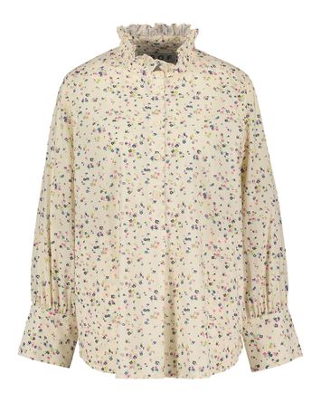 Beige blouse met zakken en fijne bloemenprint Alfrida Apof
