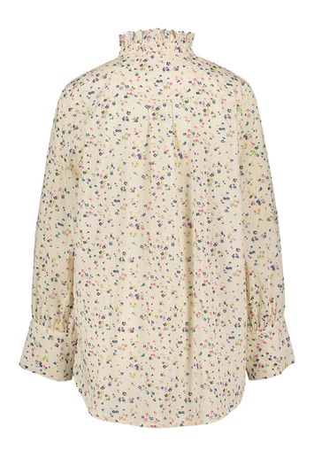 Beige blouse met zakken en fijne bloemenprint Alfrida Apof