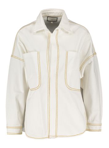 Witte jeansjas met bruine details Jacky Dune Ma Poesie