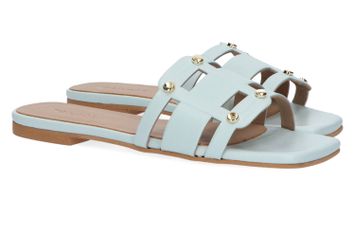Lichtblauwe slippers met goudkleurige details Lauren March 23