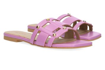 Paars slippers met goudkleurige studs Lauren March23